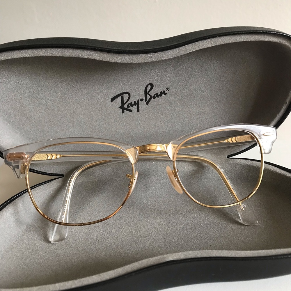 Ray Ban Gold and Clear Eye Glasses frames (no lenses)